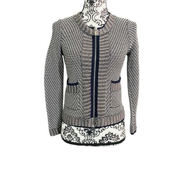 Karen Millen Woven Textured Zipper-front Jacket Sz-1 - Picture 1 of 7